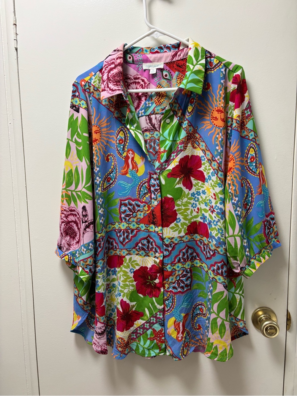 Cynthia Rowley Multi-Color Floral & Paisley Button-Down Shirt